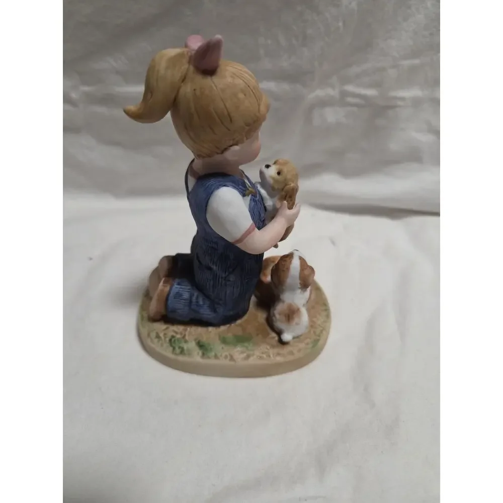 1985 HOMCO Denim Days 1503 Puppy Love Figurine Home Interiors Gifts D3